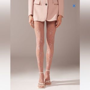 Brand New! Calzedonia floral lace fabric tights S/M
